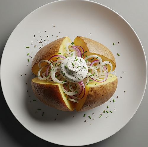 Baked Potato With Cheese & Onion 