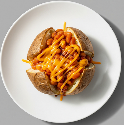 Baked Potato With Cheese & Beans 
